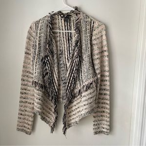 Inc International Concepts pink grey black fringed jacket blazer cardigan  XS